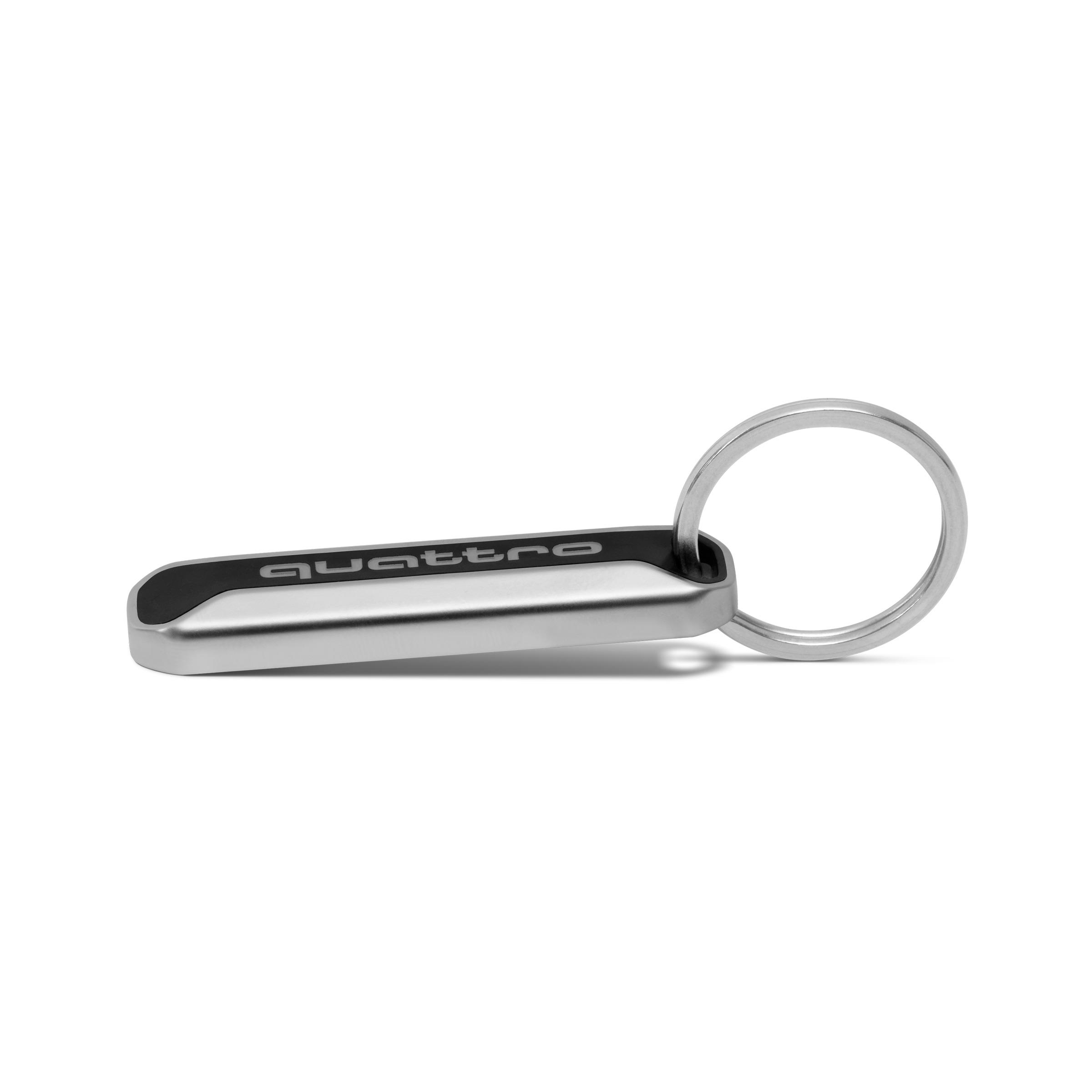 Original Audi quattro Schlüsselanhänger, schwarz/silber Keyring Anhänger