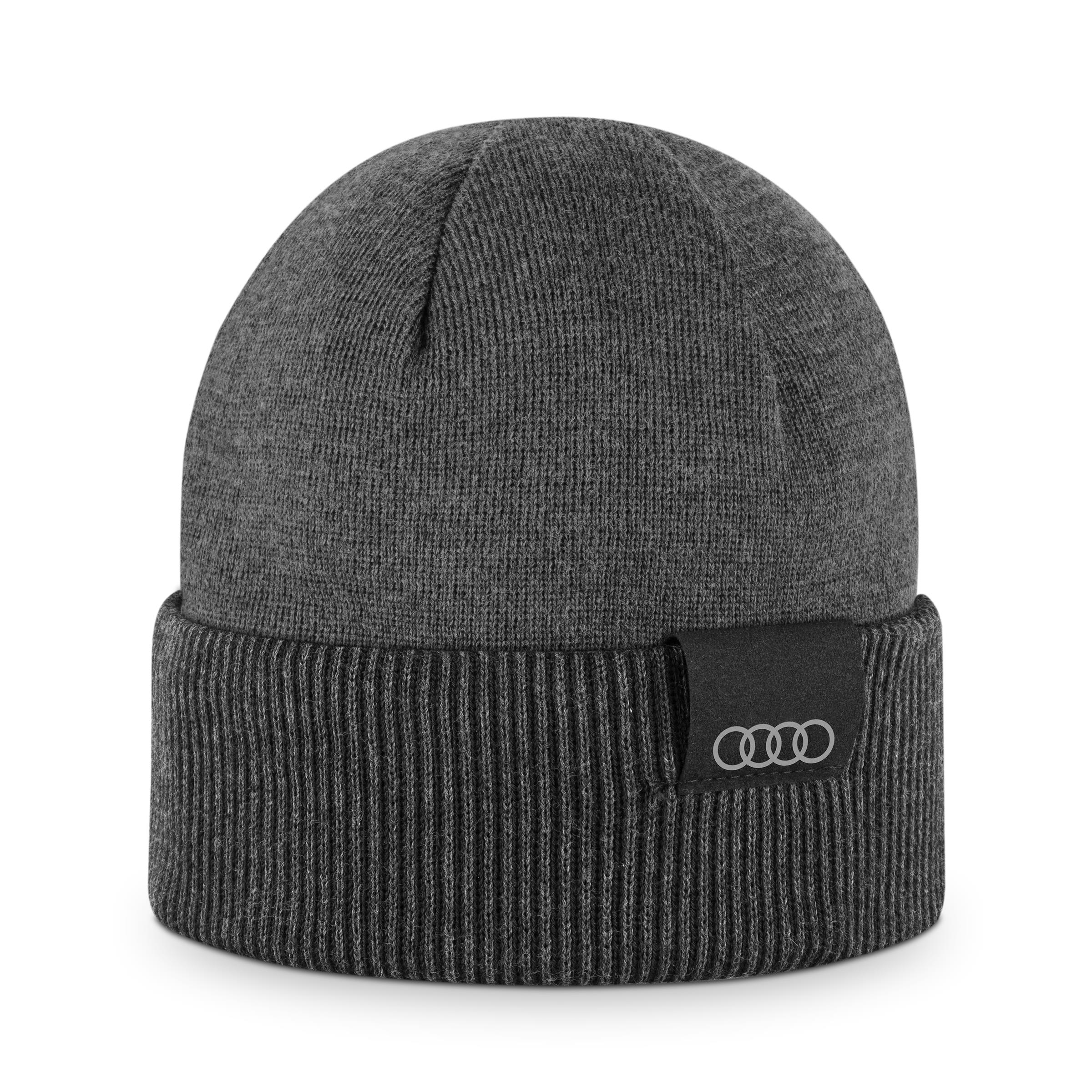 Original Audi Wende-Strickmütze, schwarz-grau