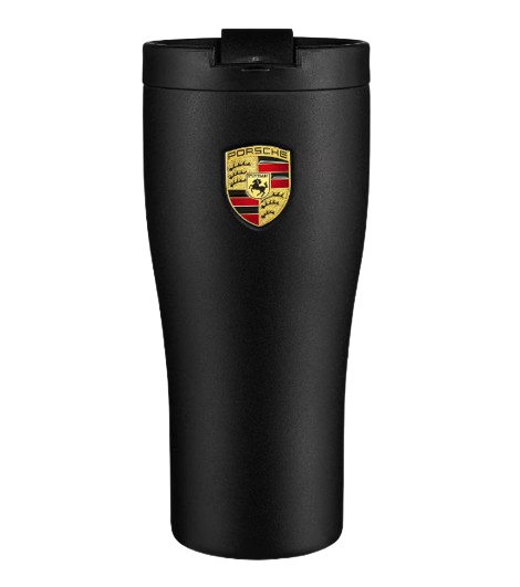 Original Porsche Thermobecher - mattschwarz Logo Emblem Becher