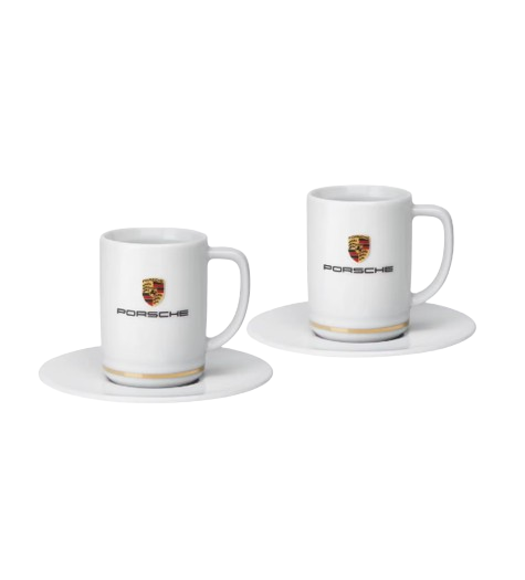 Original Porsche Crest Espresso Duo – Essential Tassen Wappen Logo Emblem